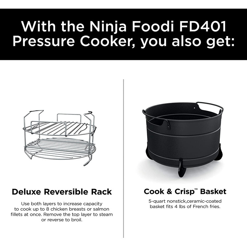 New inja FD401 Foodi 12-in-1 Deluxe XL 8 qt. Pressure Cooker shops & Air Fryer that St